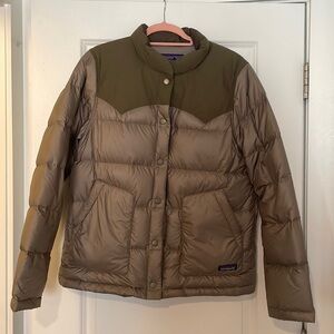 Patagonia Bronze and Green Down Coat